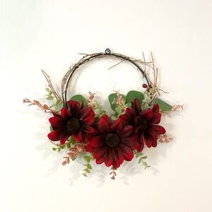 Elegant Red Floral Holiday Wreath